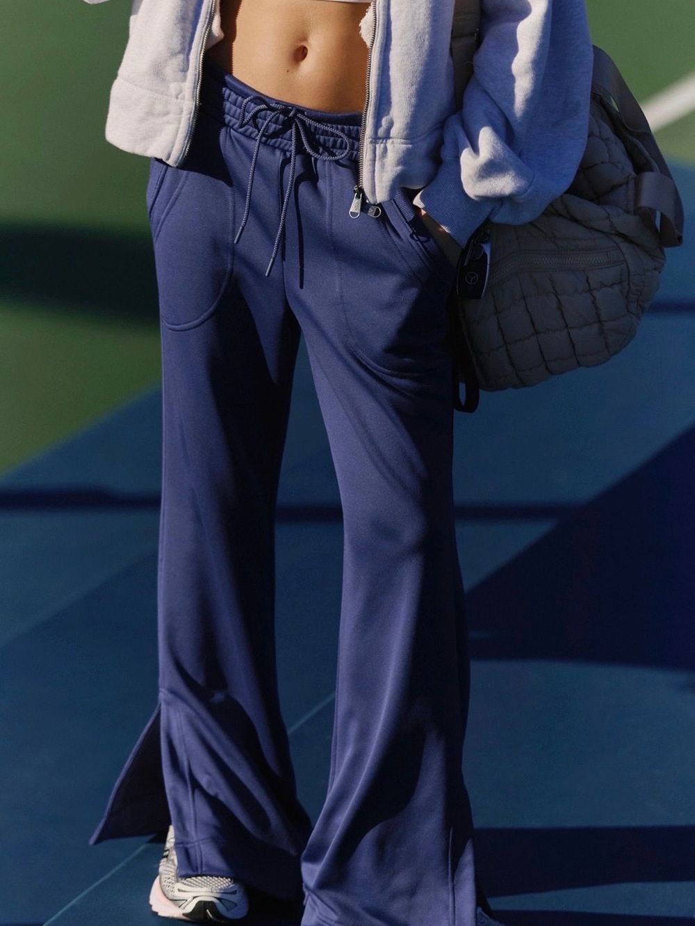 FP Movement by Free People Navy Upper Cut Split Track Pants with Drawstring